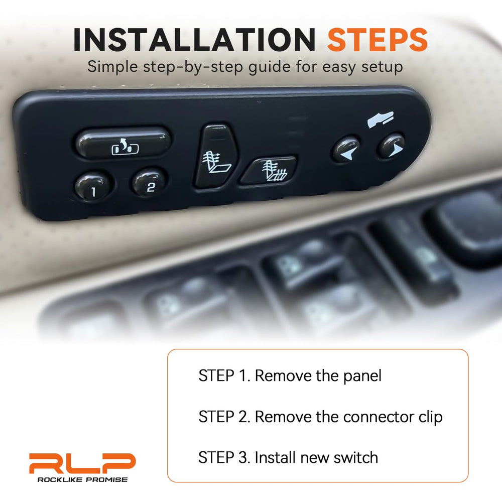 RLP switch lumbar heat label detail highlighting separate lumbar control benefit