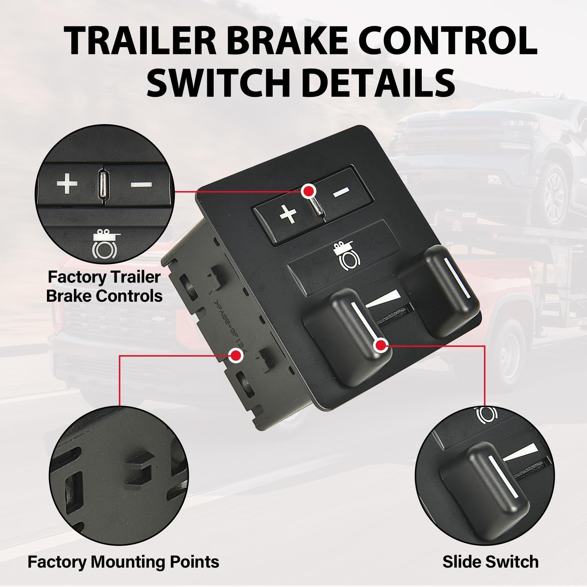 RLP trailer brake control located left of steering wheel showing correct dash fitment