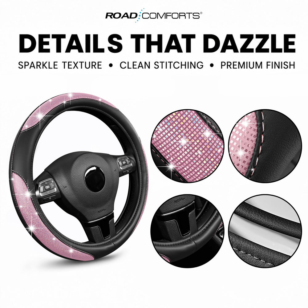 Road Comforts hand gripping wheel displaying improved control and comfortable leather feel