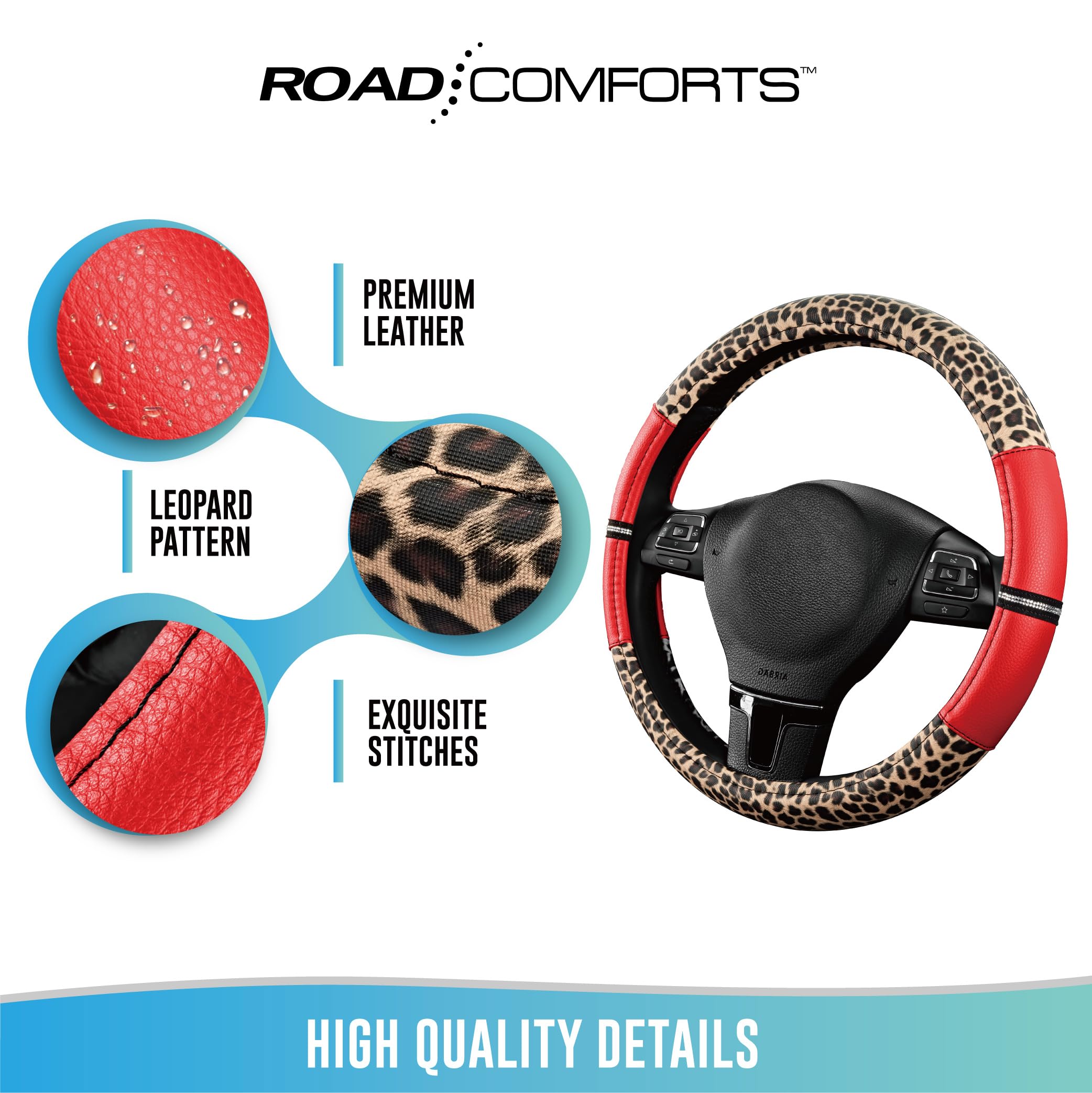 Road Comforts cover next to ruler showing fit for 14.5–15 inch wheels