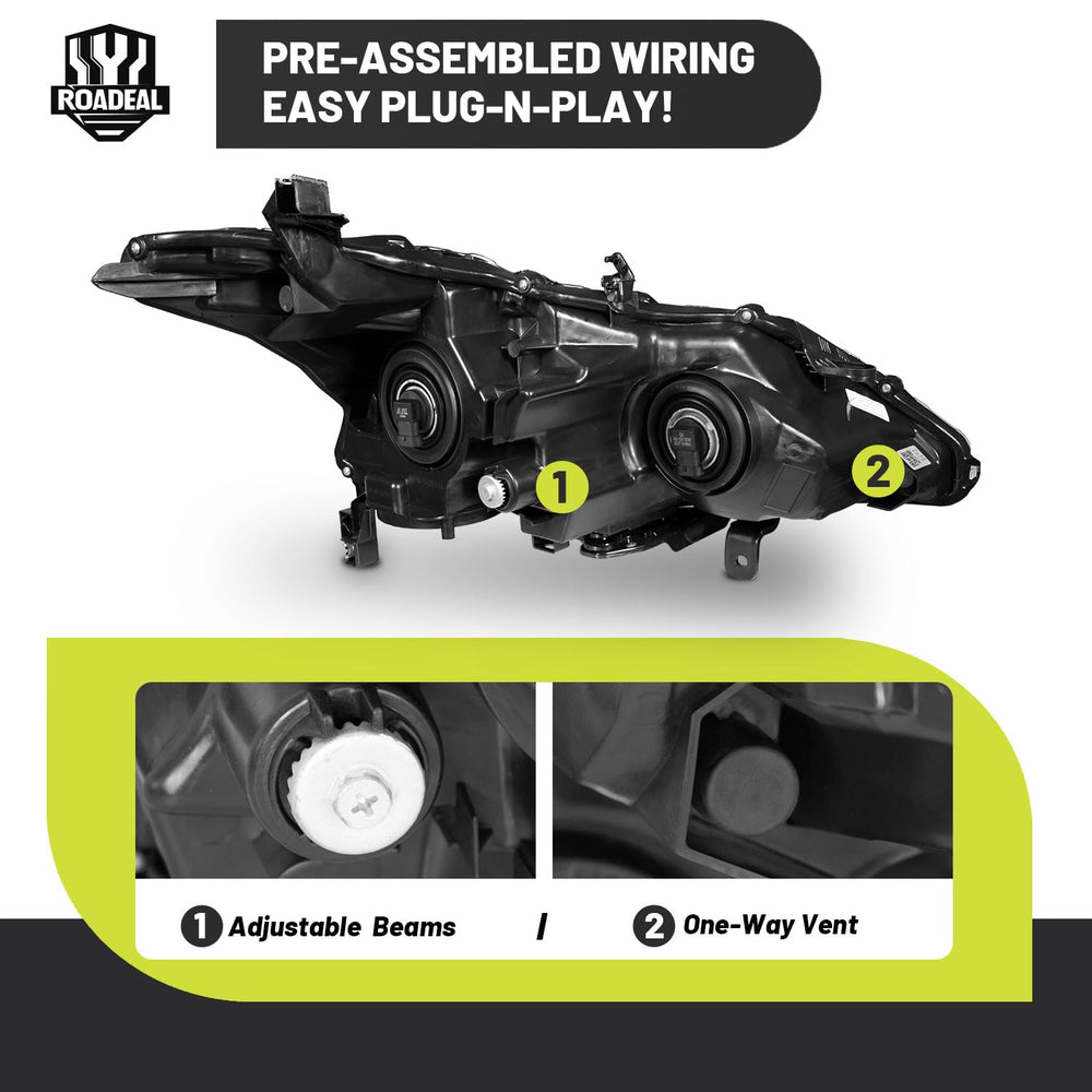 ROADEAL headlight next to ruler for size and scale comparison convenience