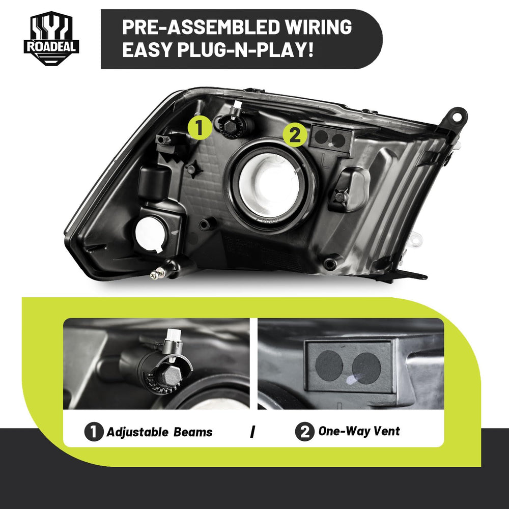 ROADEAL bulbs preinstalled H13 for instant low and high beam use