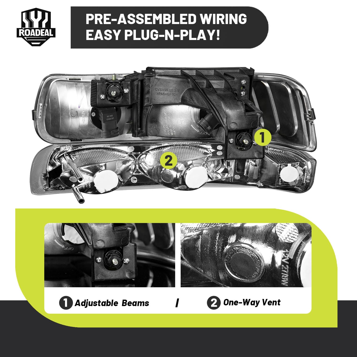 ROADEAL headlight installed on Silverado demonstrating seamless OEM look benefit