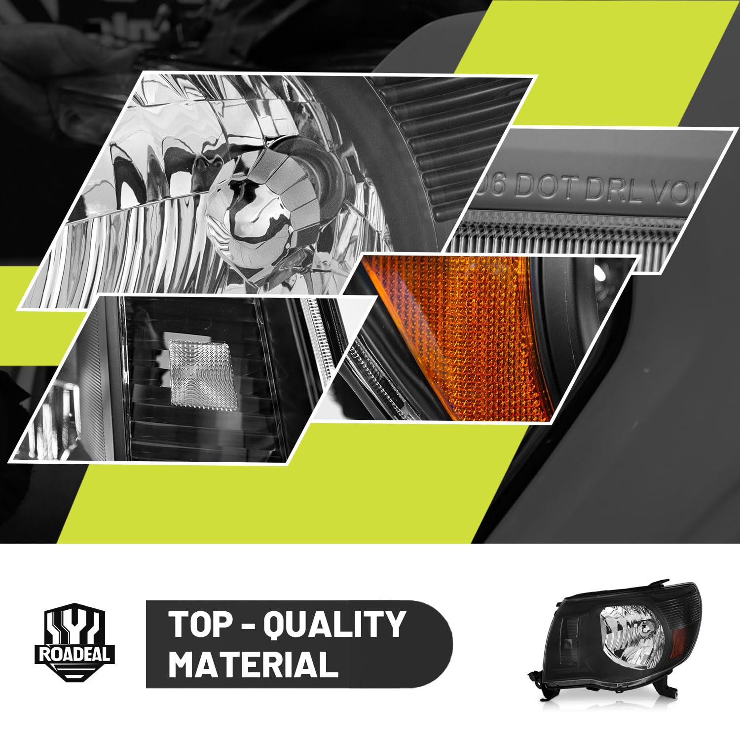 ROADEAL headlight housing seal close-up indicating IP65 moisture protection