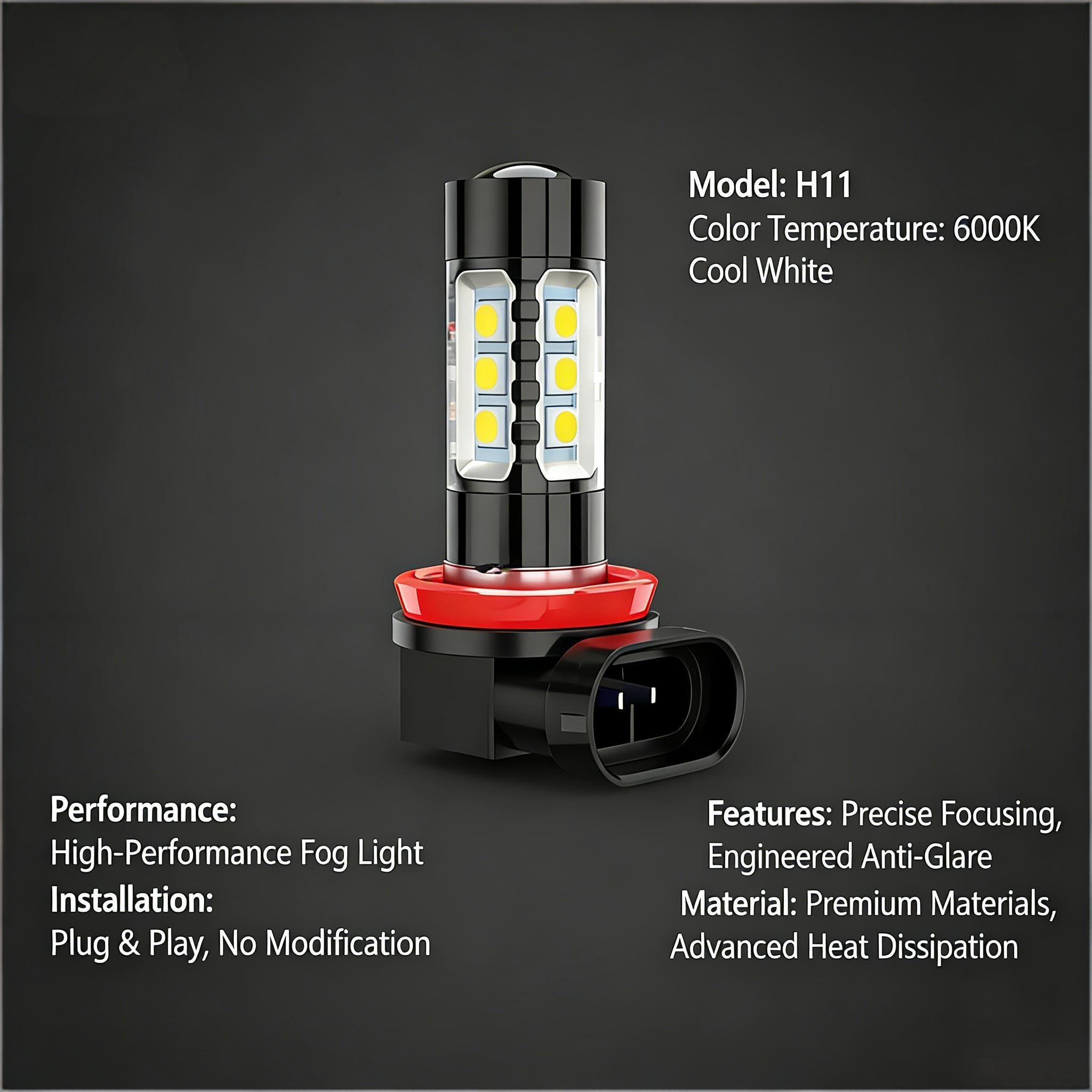 ROADLIT focused 6000K beam pattern illuminating a dark road for improved visibility