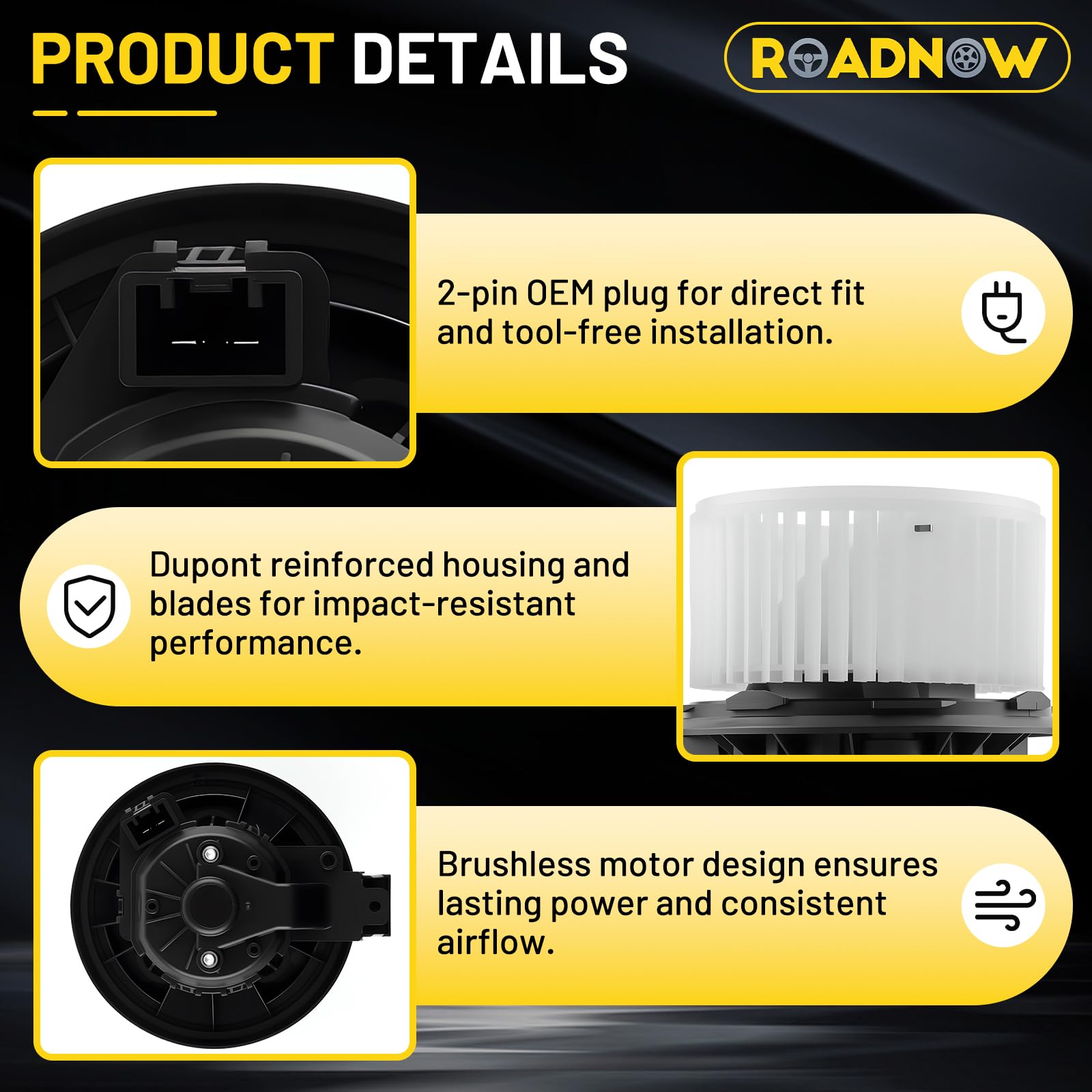 RoadNow 2-pin electrical connector closeup ensuring exact vehicle fit