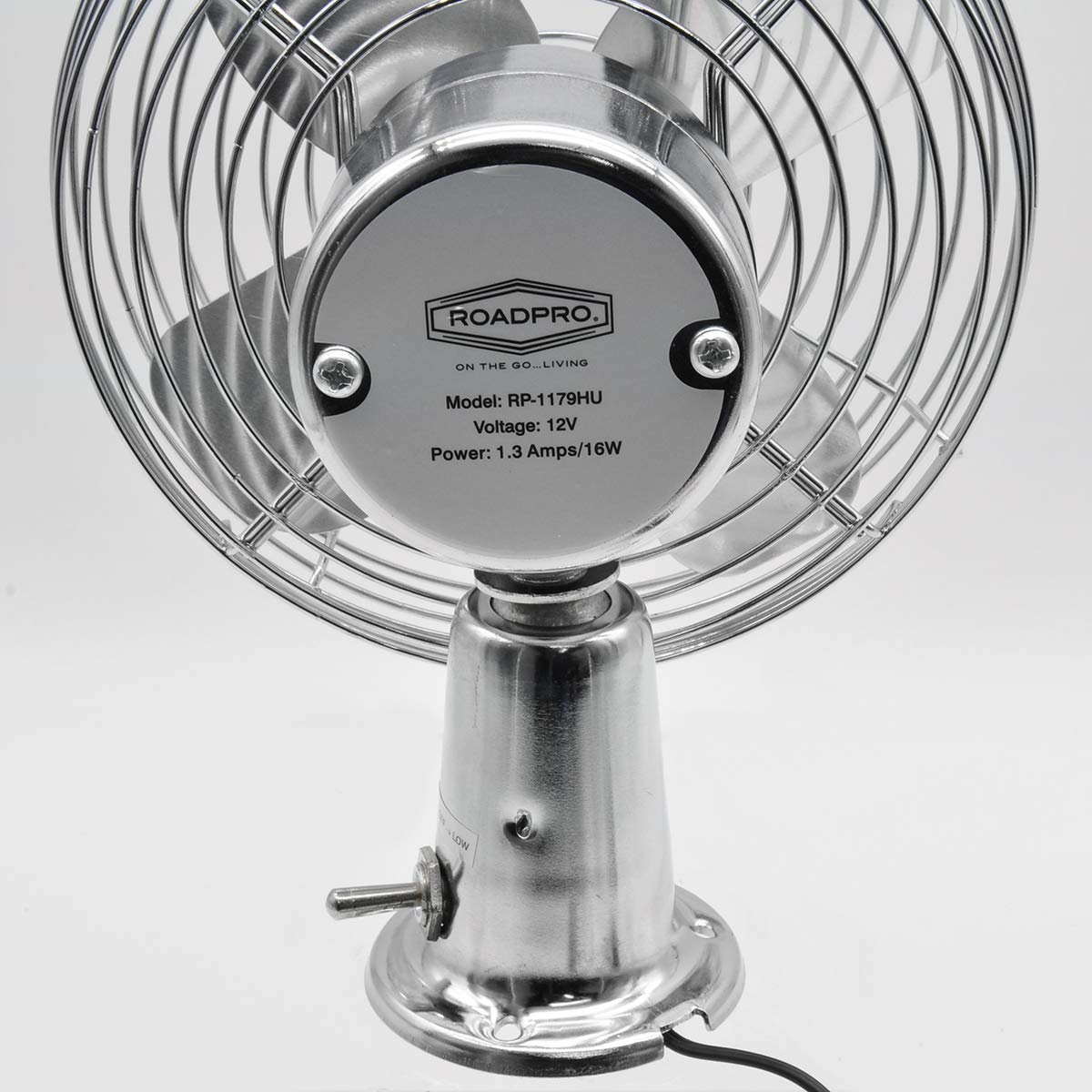 RoadPro fan in vehicle directed at driver showing improved cabin ventilation benefit
