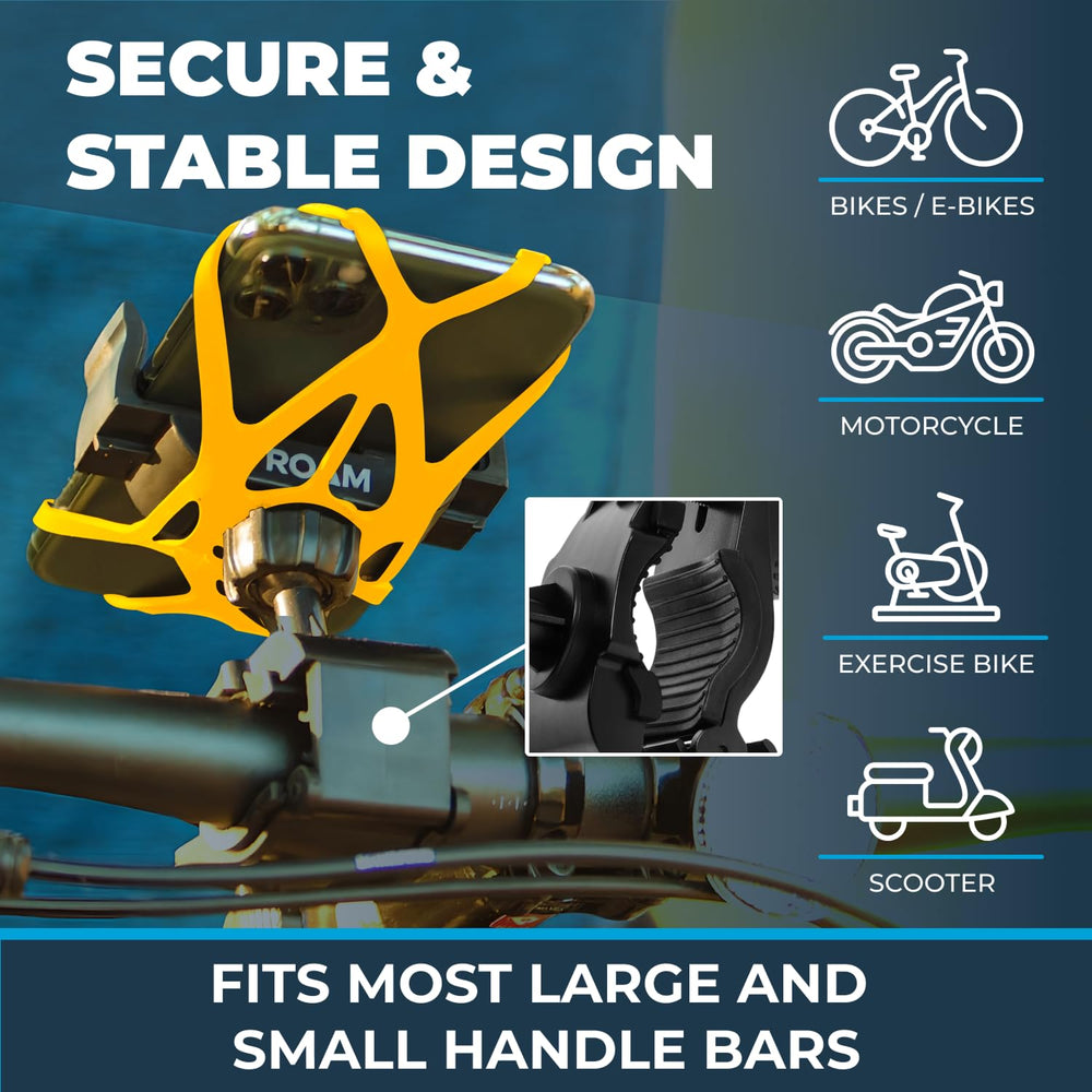 Roam mounted on motorcycle handlebar showing stable hands-free navigation benefit