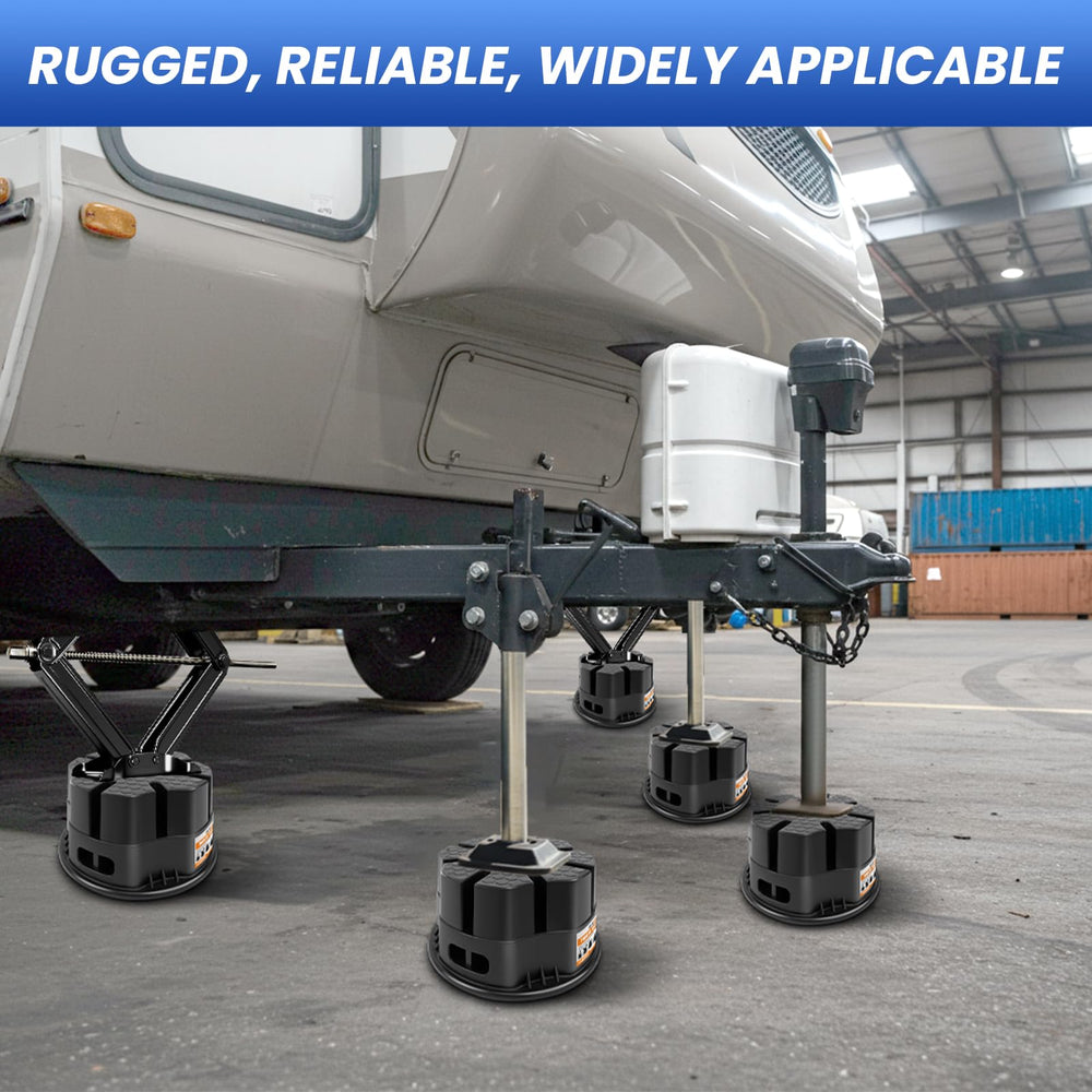 ROBLOck supporting a 5th-wheel pad to distribute heavy loads