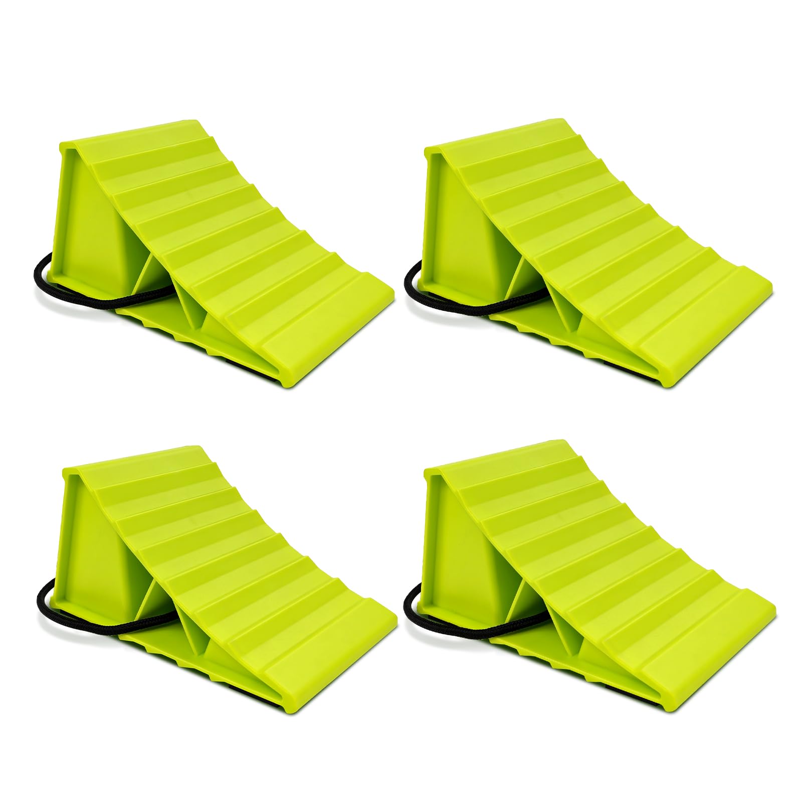 ROBLOck bright green chock visible at night demonstrating high visibility for safety