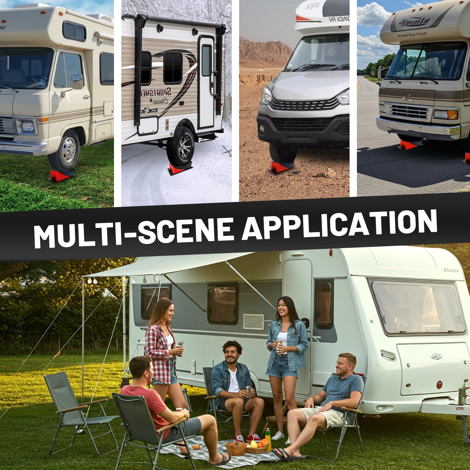 ROBLOCK blocks in campsite use stabilizing a travel trailer level
