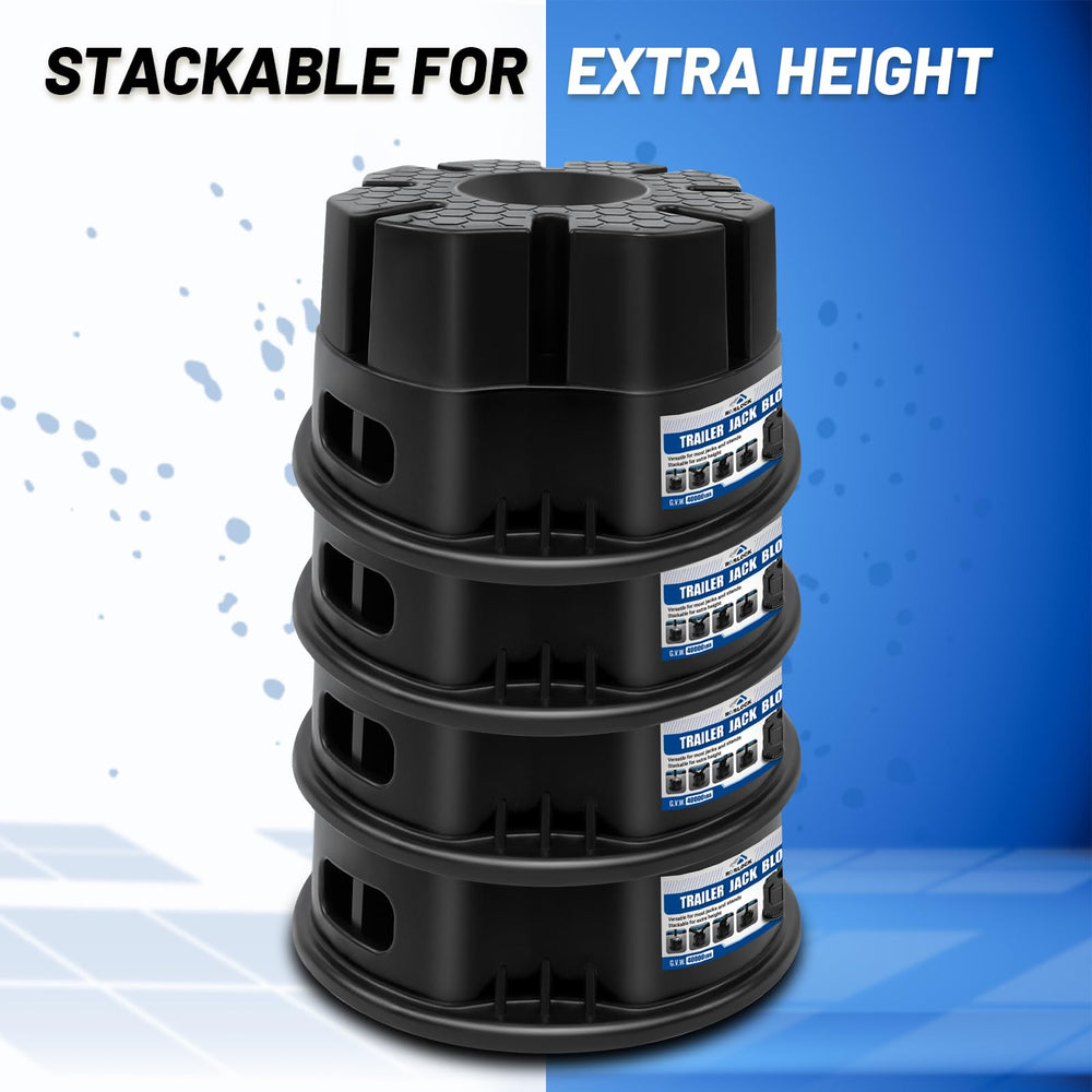 ROBLOck under a trailer tongue jack reducing movement and sway