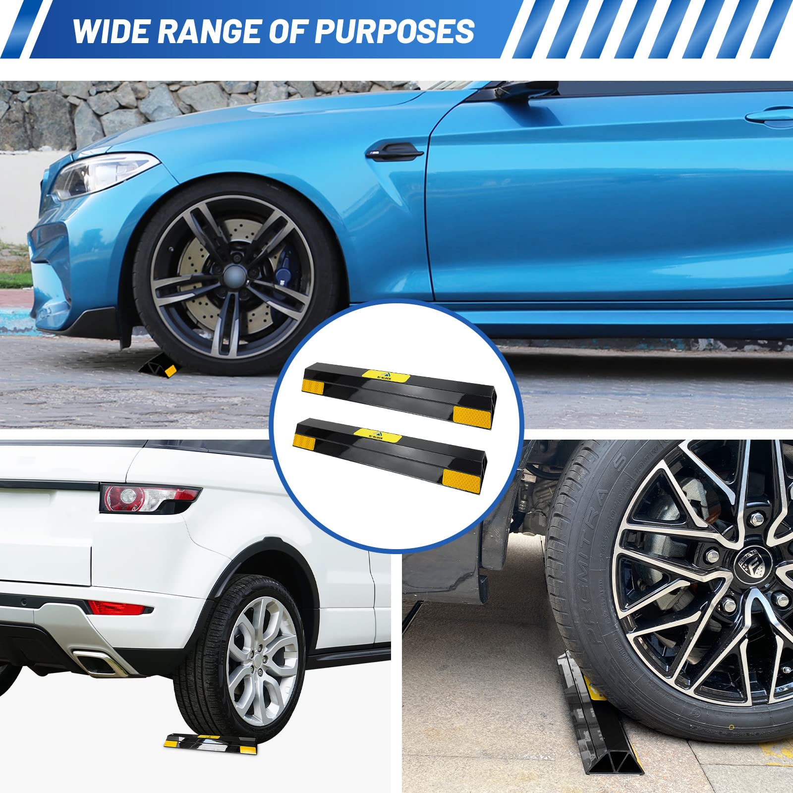 ROBLOck two-pack in a driveway lifestyle scene protecting parked cars