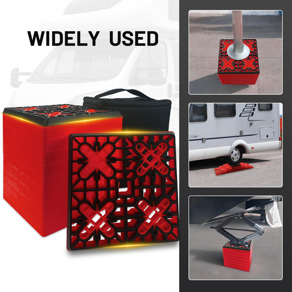 ROBLOCK block under RV wheel in use delivering secure leveling support