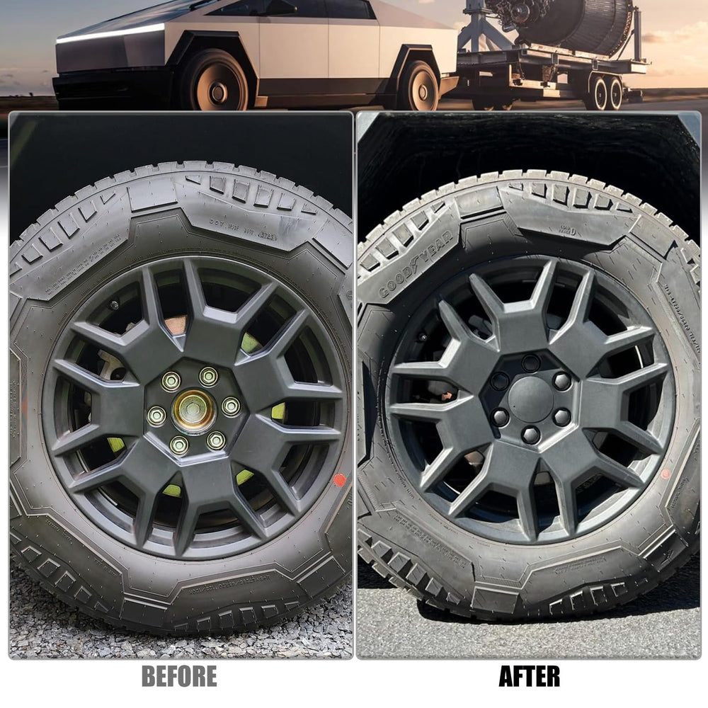 ROCCS arranged lug nut covers illustrating full-wheel coverage and cleaner look