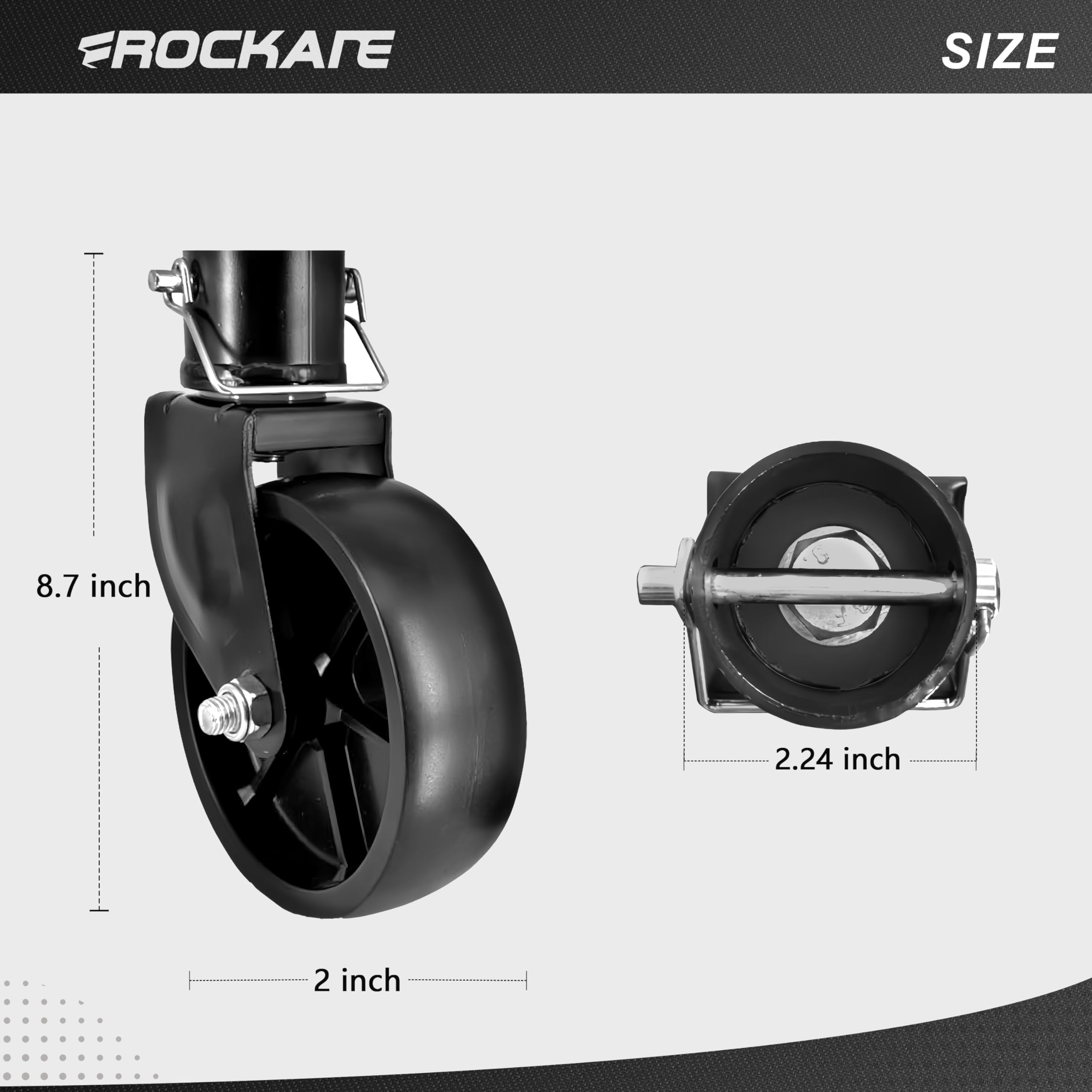 rockane closeup dual wheel detail highlighting durable poly for long life