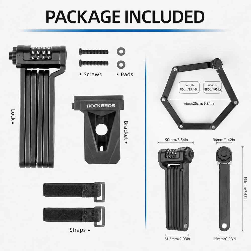 ROCKBROS combination dial 360° view for fast unlocking