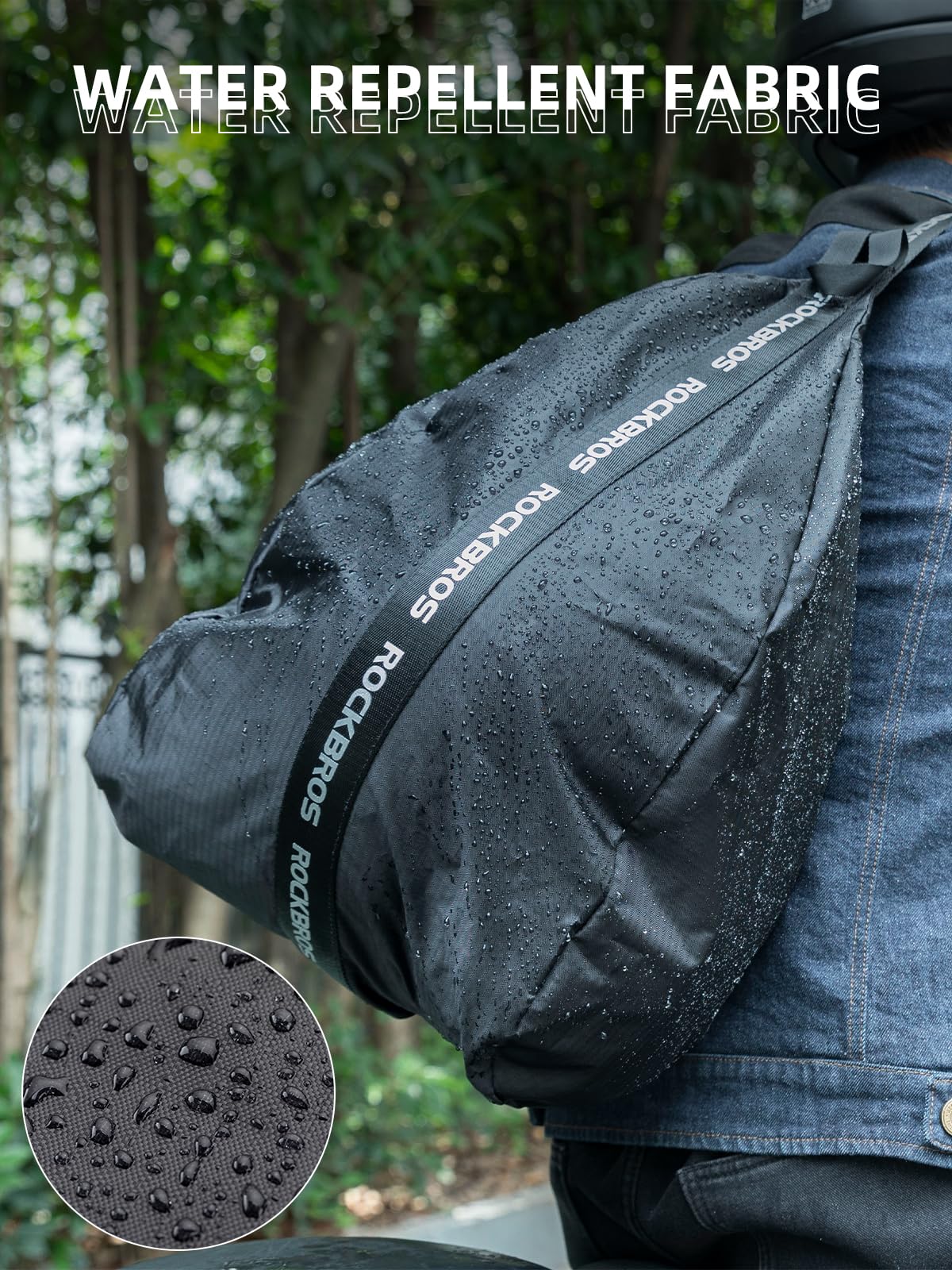 ROCKBROS splash demo showing water resistance keeps helmet dry