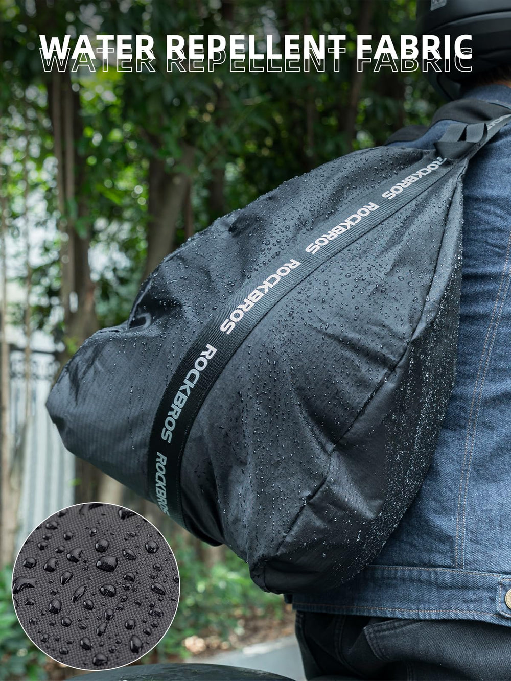 ROCKBROS splash demo showing water resistance keeps helmet dry