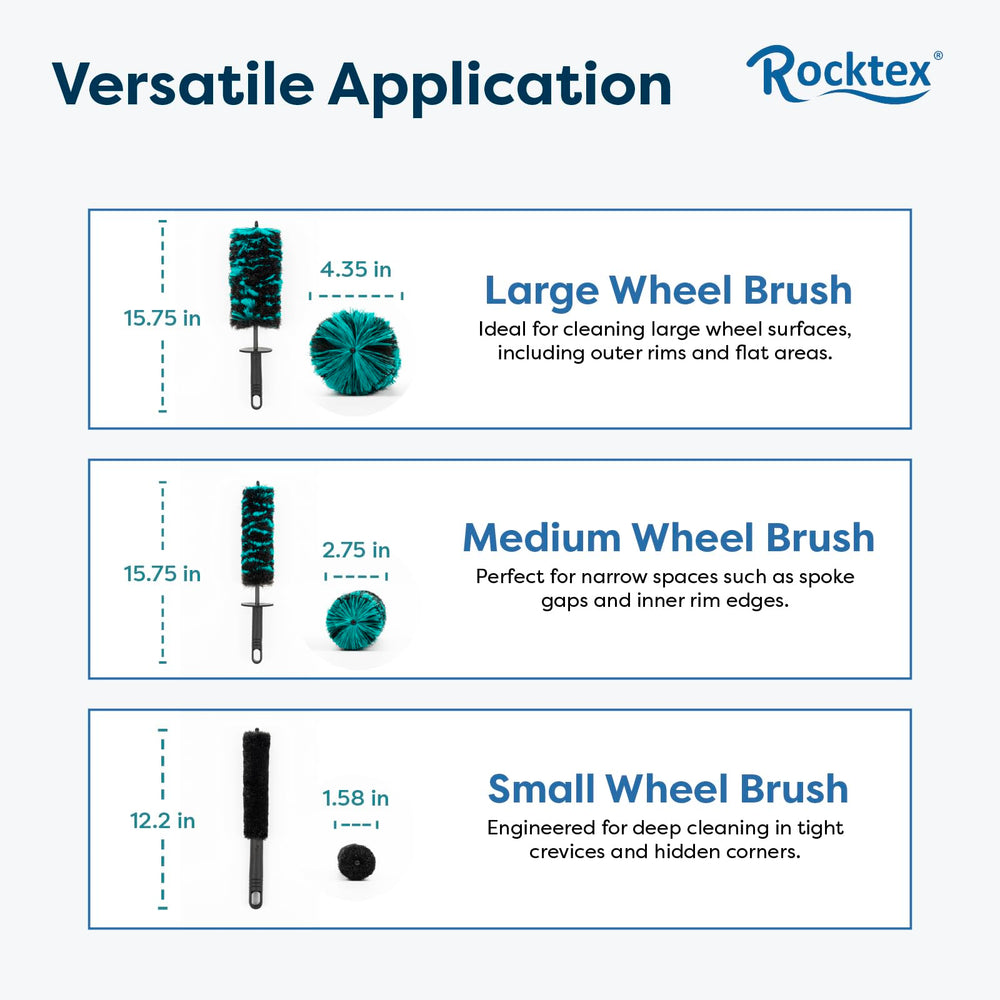 Rocktex brushes next to hand for scale showing ergonomic size and control