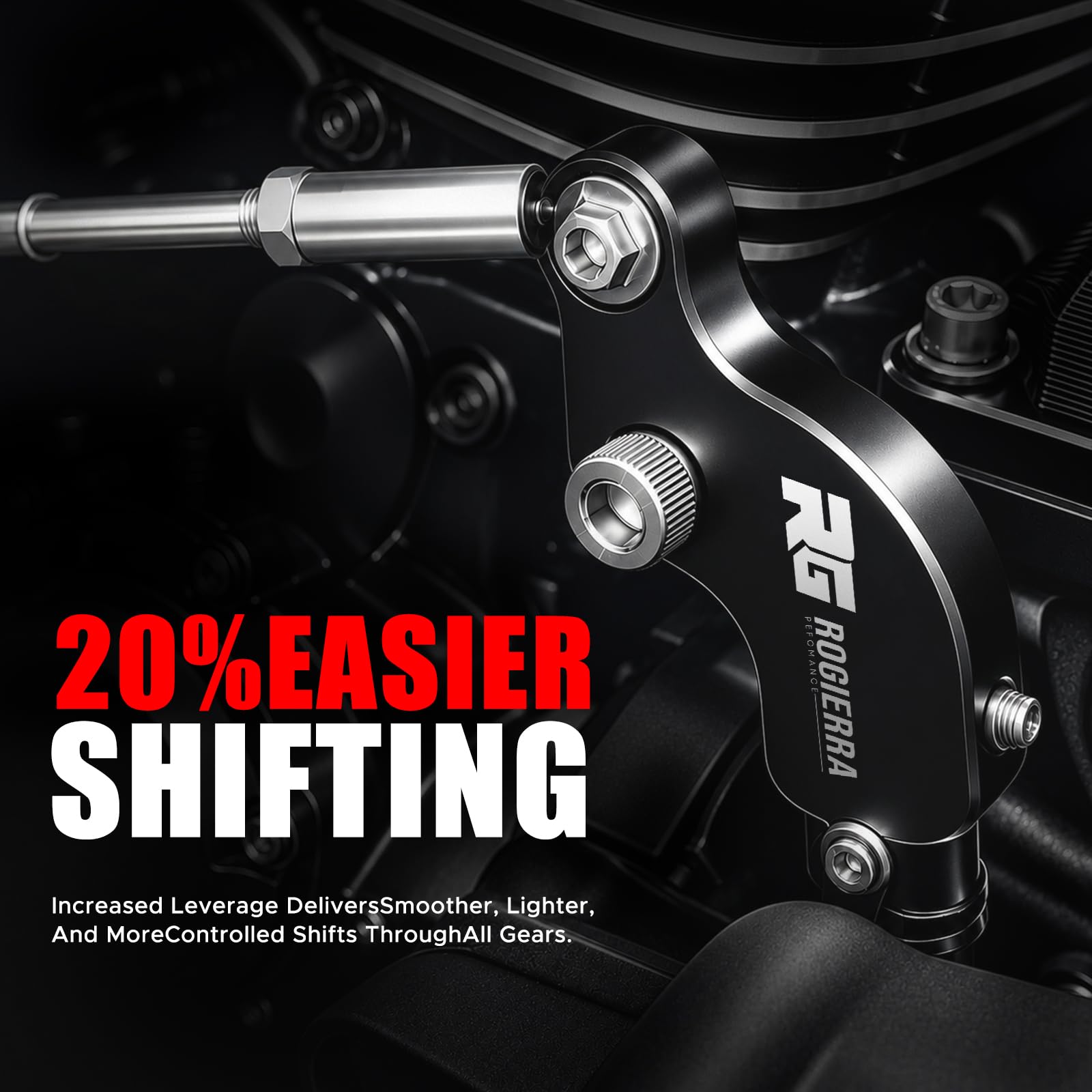Rogierra close-up of shift linkage connection highlighting improved leverage and precision