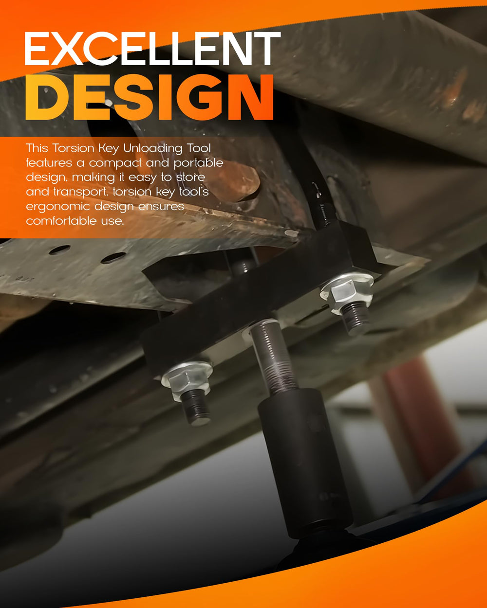 Rogierra tool in use on truck torsion bar demonstrating controlled decompression benefit