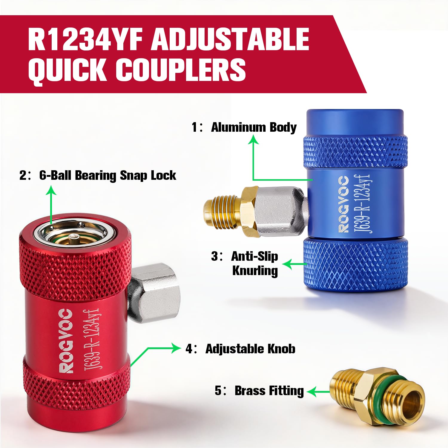 Rogvoc adapter attached to a 1/4" HVAC hose demonstrating fast service