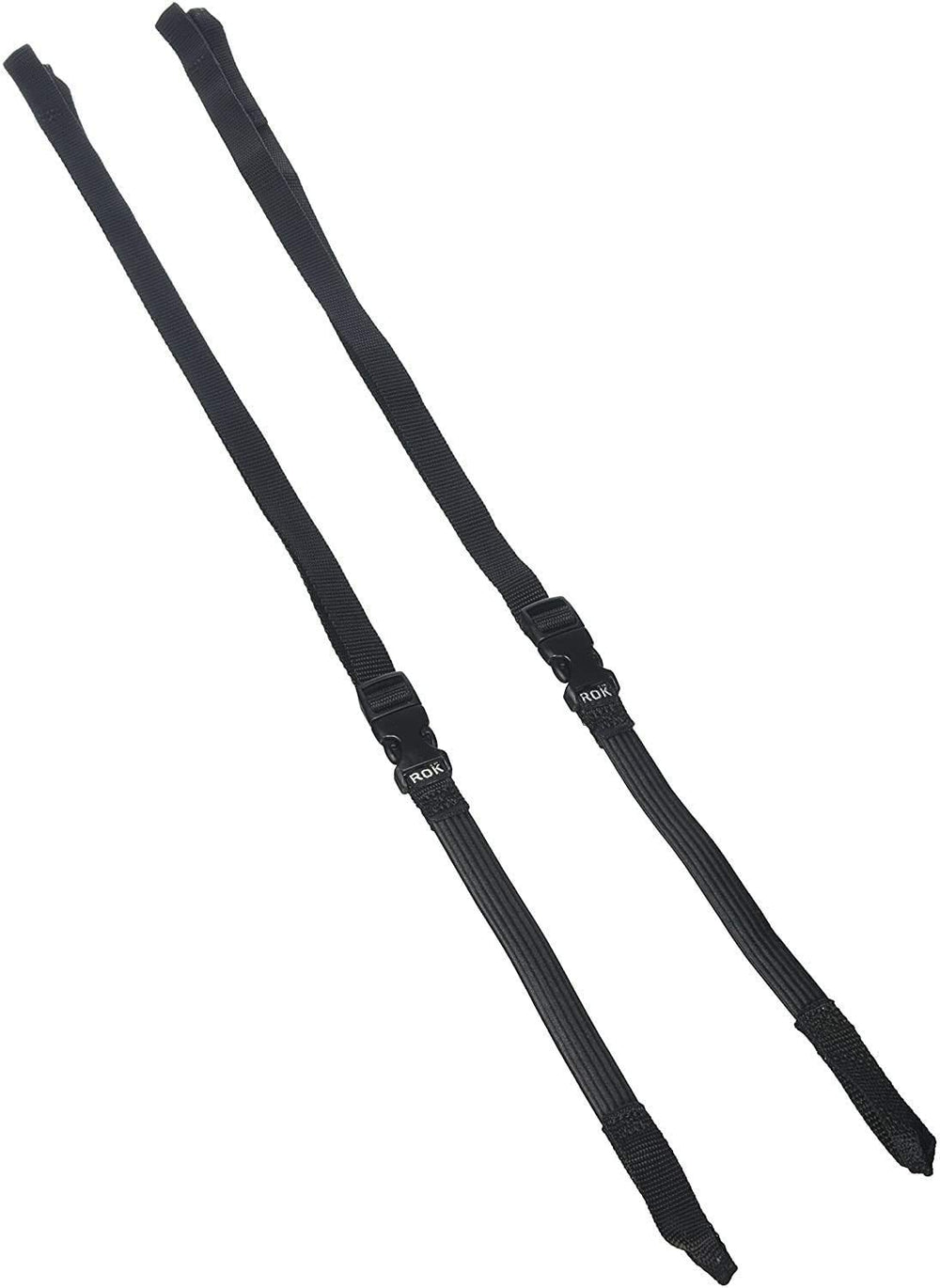 ROK Straps close-up of ITW buckle and flat rubber showing secure, non-abrasive hold