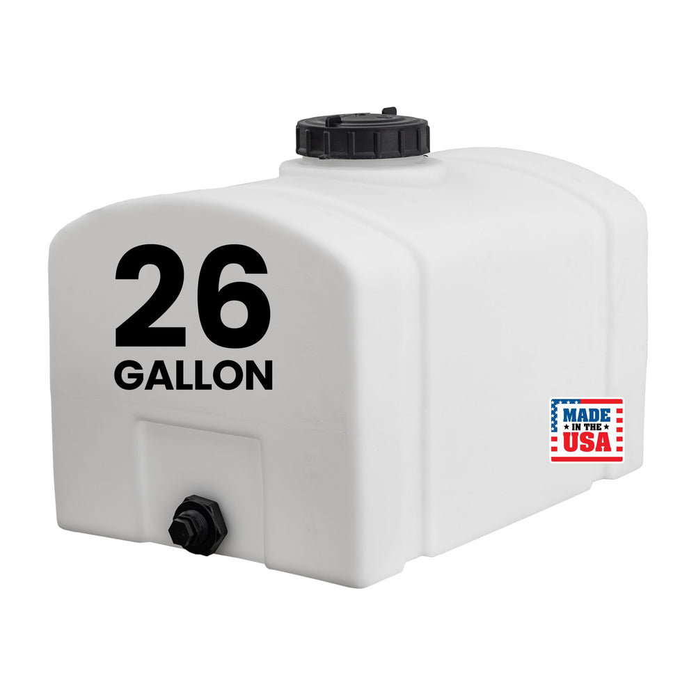 RomoTech front view of 26 gallon square tank showing compact profile and stability