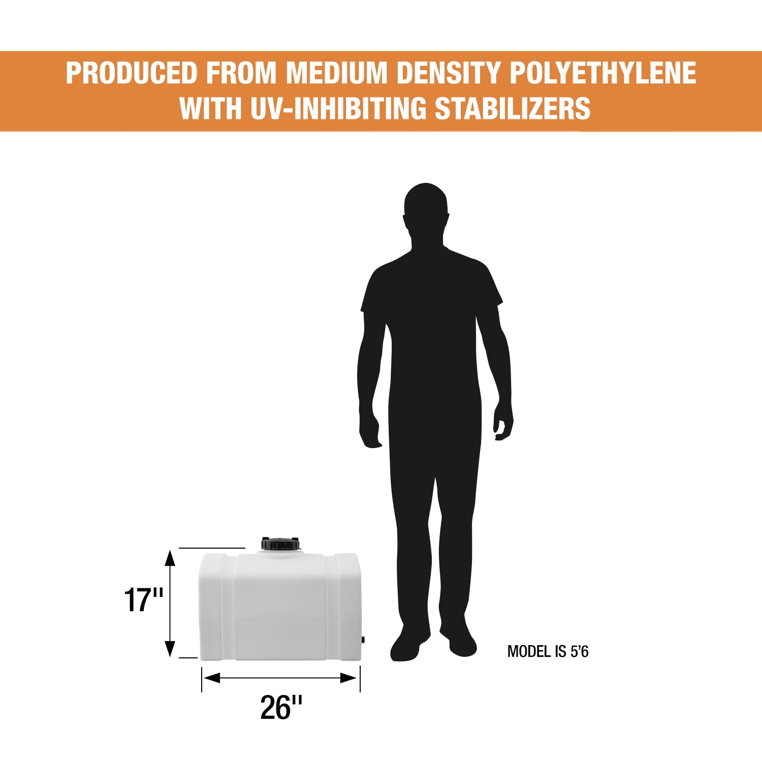 RomoTech tank next to a standard gallon container showing true size and scale