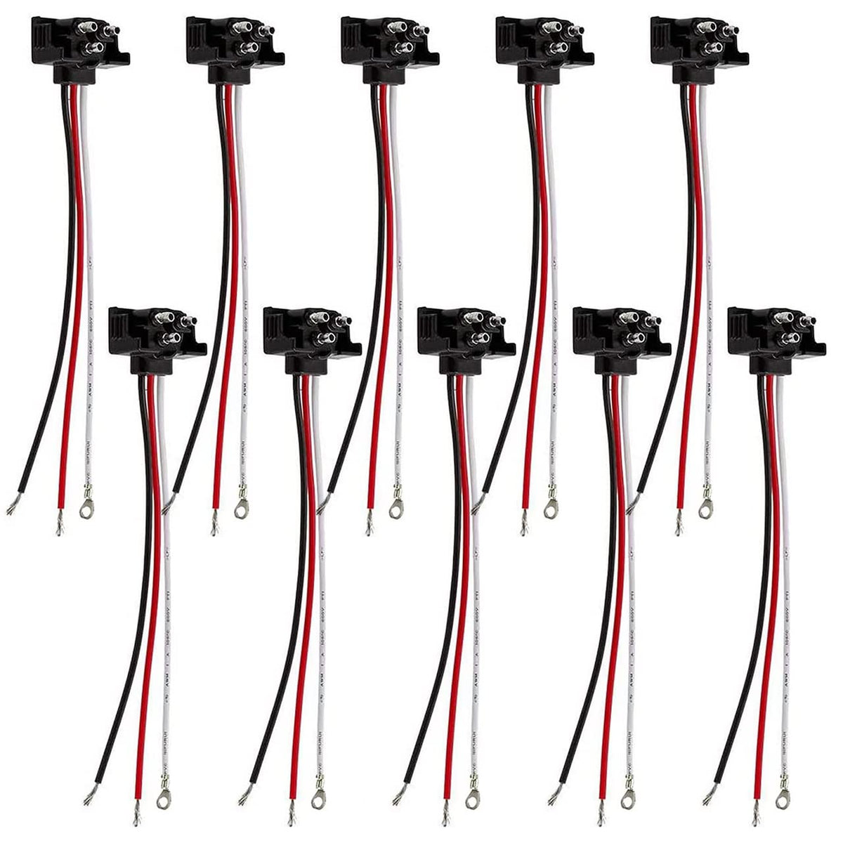 Ronybuy front view of 10-pack molded 3-prong pigtail harness, durable replacement