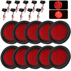 Ronybuy front view round LED tail light showing bright red lens for improved visibility