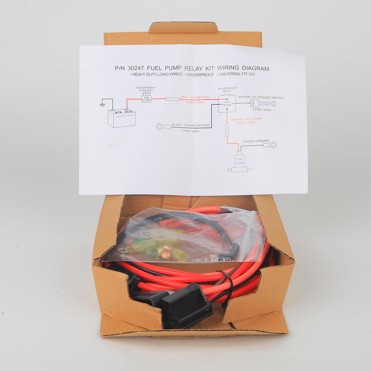 Ronybuy relay mounted under hood in a vehicle illustrating practical installation and improved pump power