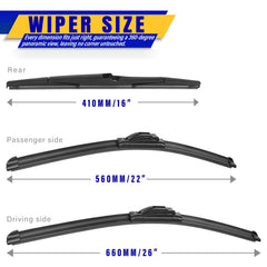 Rooppa 26-inch driver blade close-up, precise fit and quiet wipe