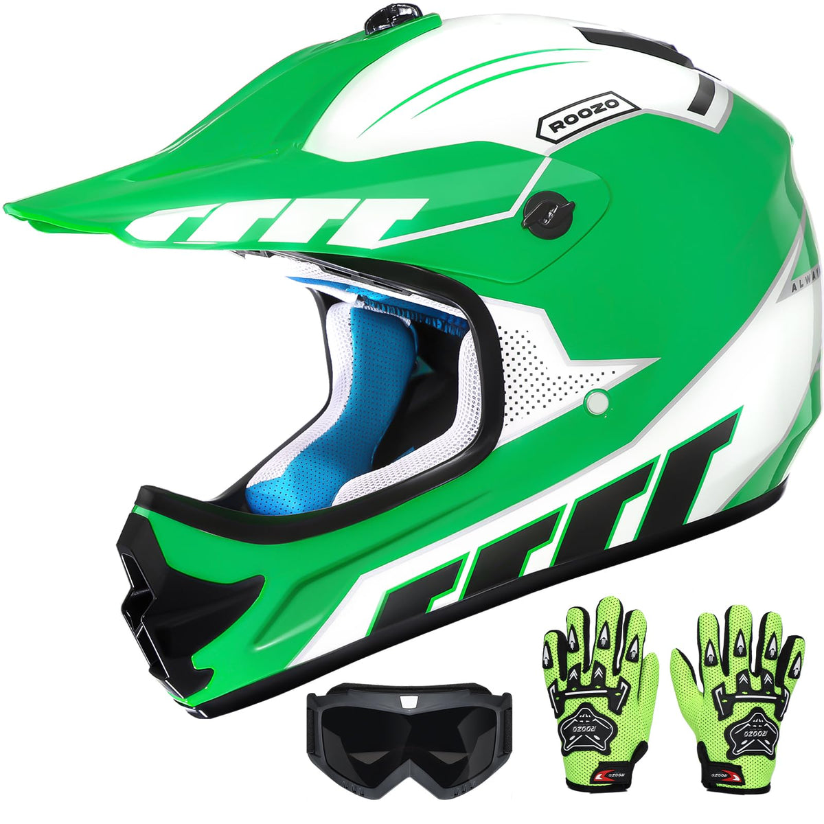 ROOZO front helmet overview showing shell and full-face protection benefit