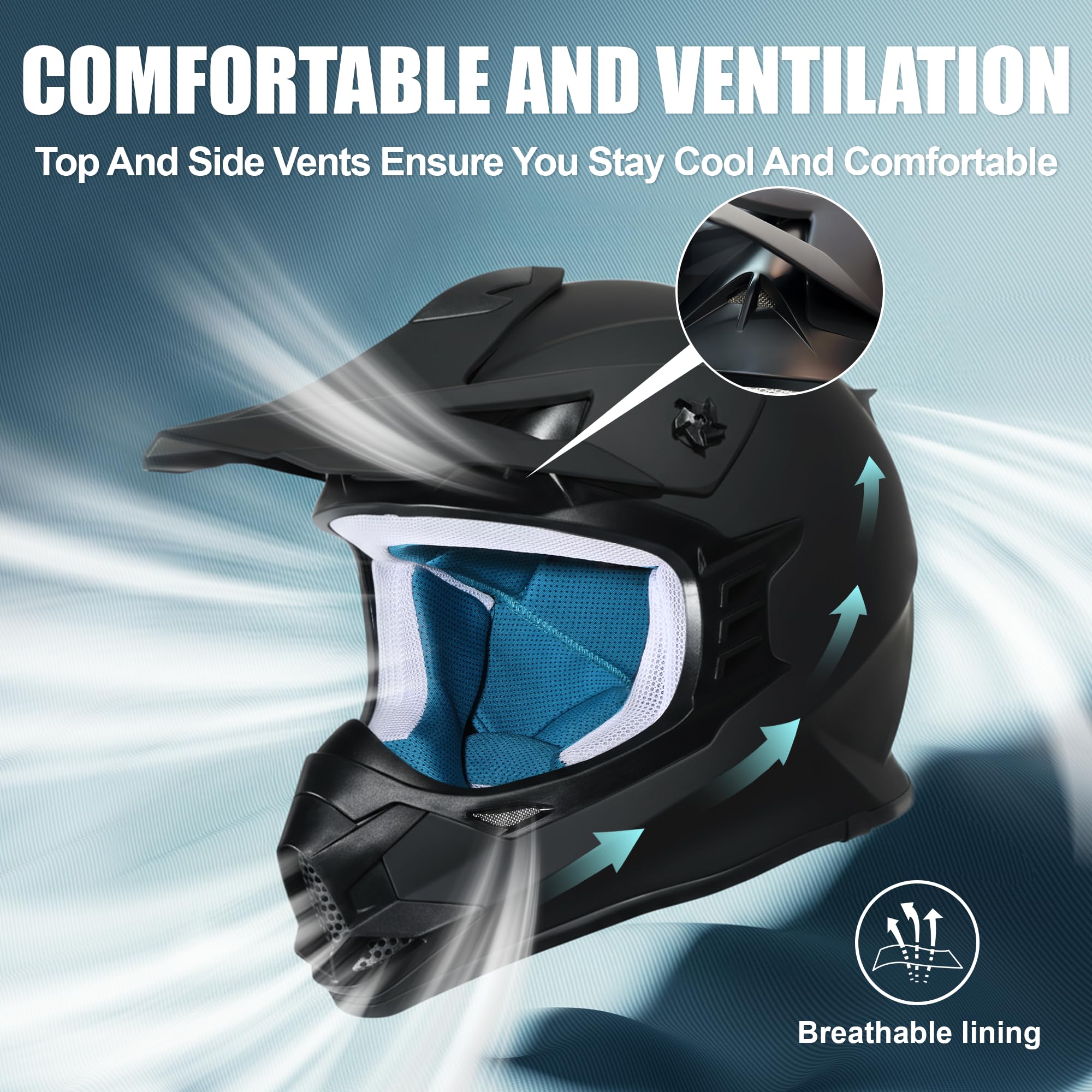 Roozo goggles and gloves displayed as included 4-in-1 riding set