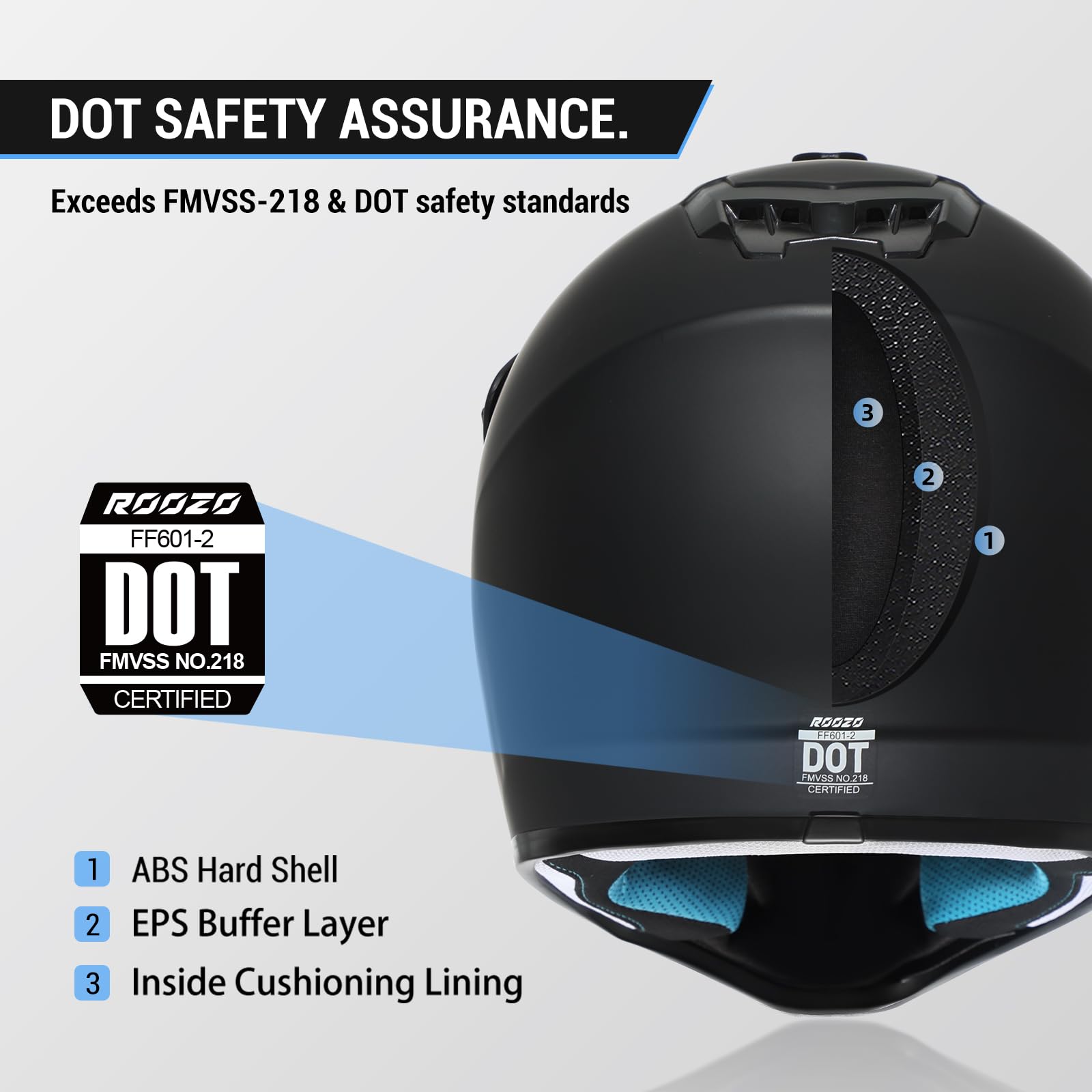Roozo helmet side profile displaying aerodynamic shell and secure fit