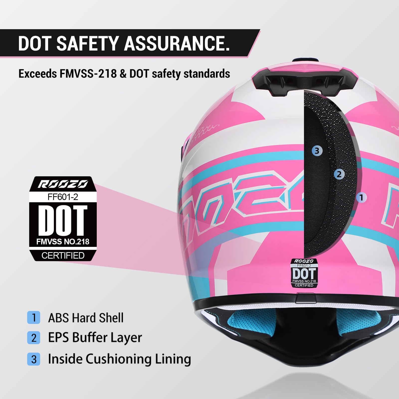 ROOZO side profile highlighting adjustable visor for sun protection