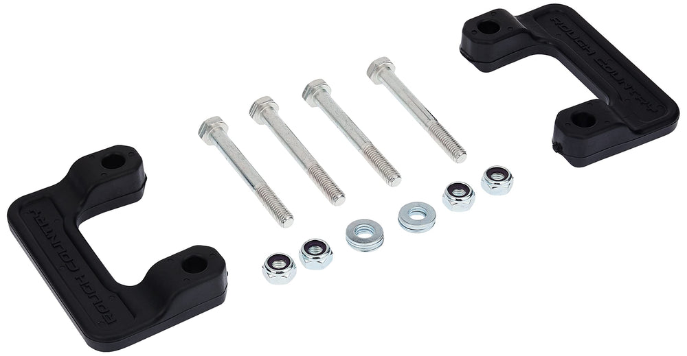 Rough Country front-packaging showing kit components and clear install benefit