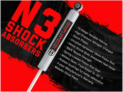 Rough Country 54mm shock body close-up highlighting fast-cooling design benefit