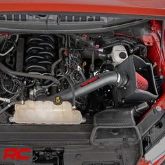 Rough Country intake installed under hood demonstrating easier breathing