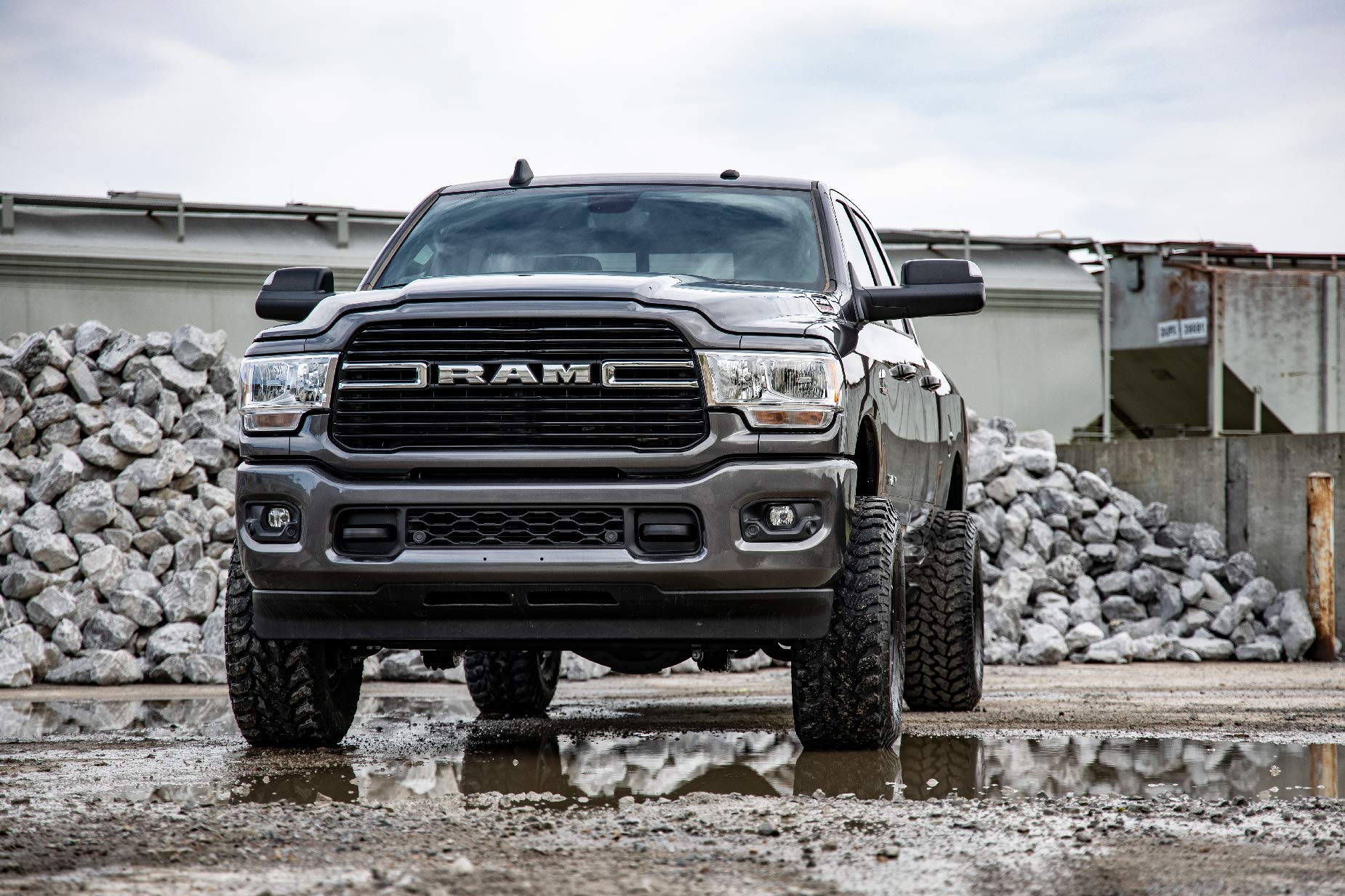 Rough Country installed on Ram showing leveled stance and improved clearance