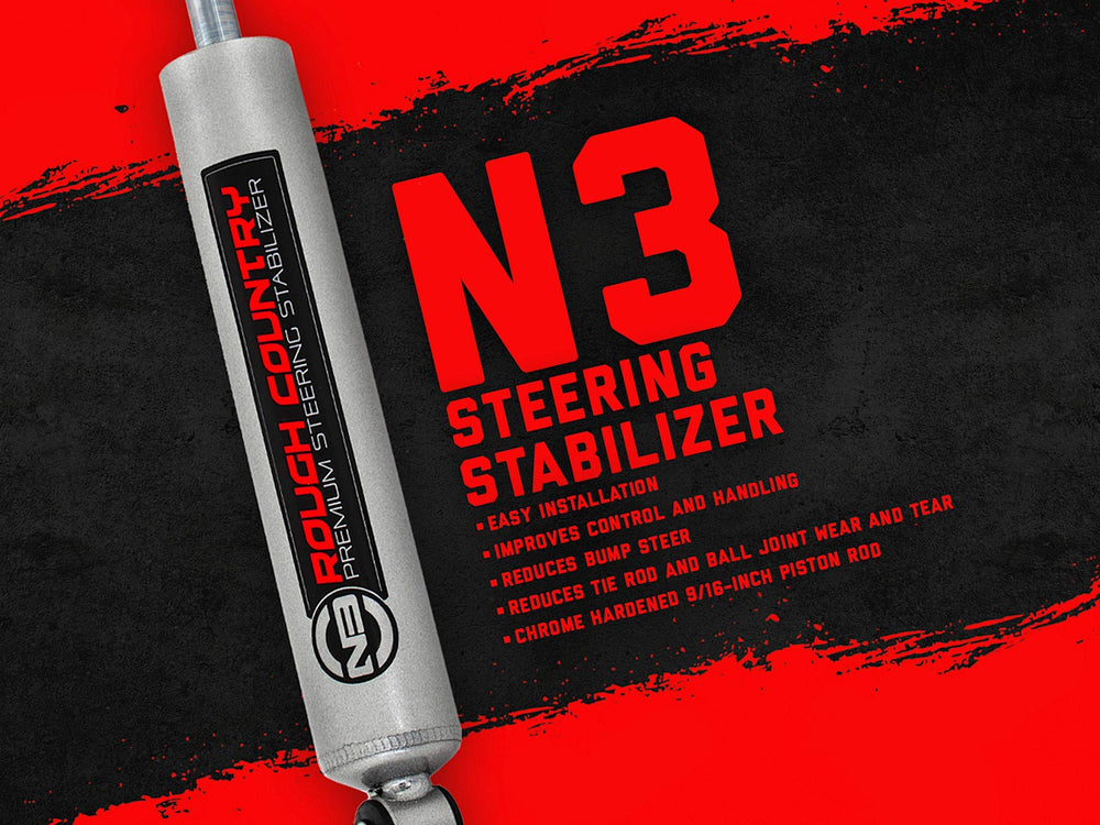 Rough Country close-up of N3 shaft and mount highlighting durable construction and fit
