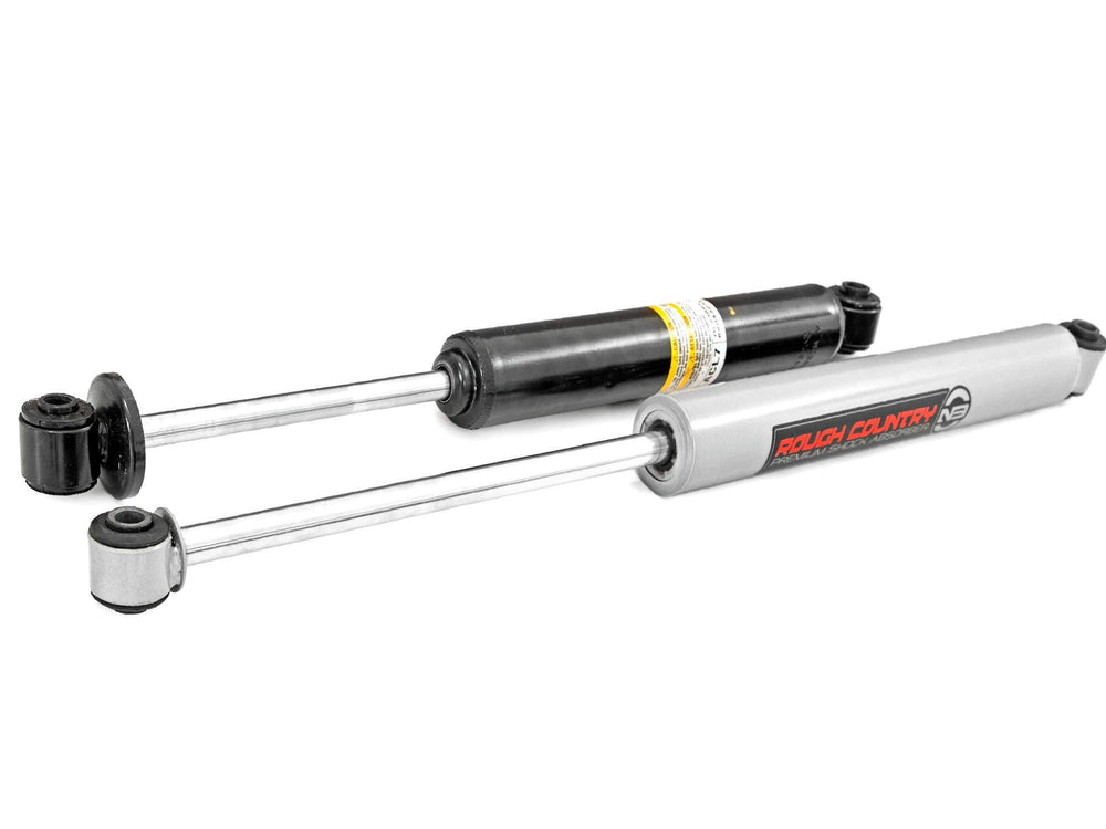 Rough Country N3 rear shock installed on Jeep Wrangler JK showing improved ride stability
