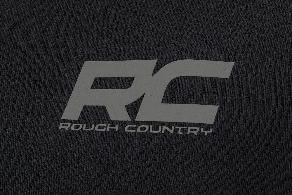 Rough Country winch cover installed on vehicle protecting from dirt and rain