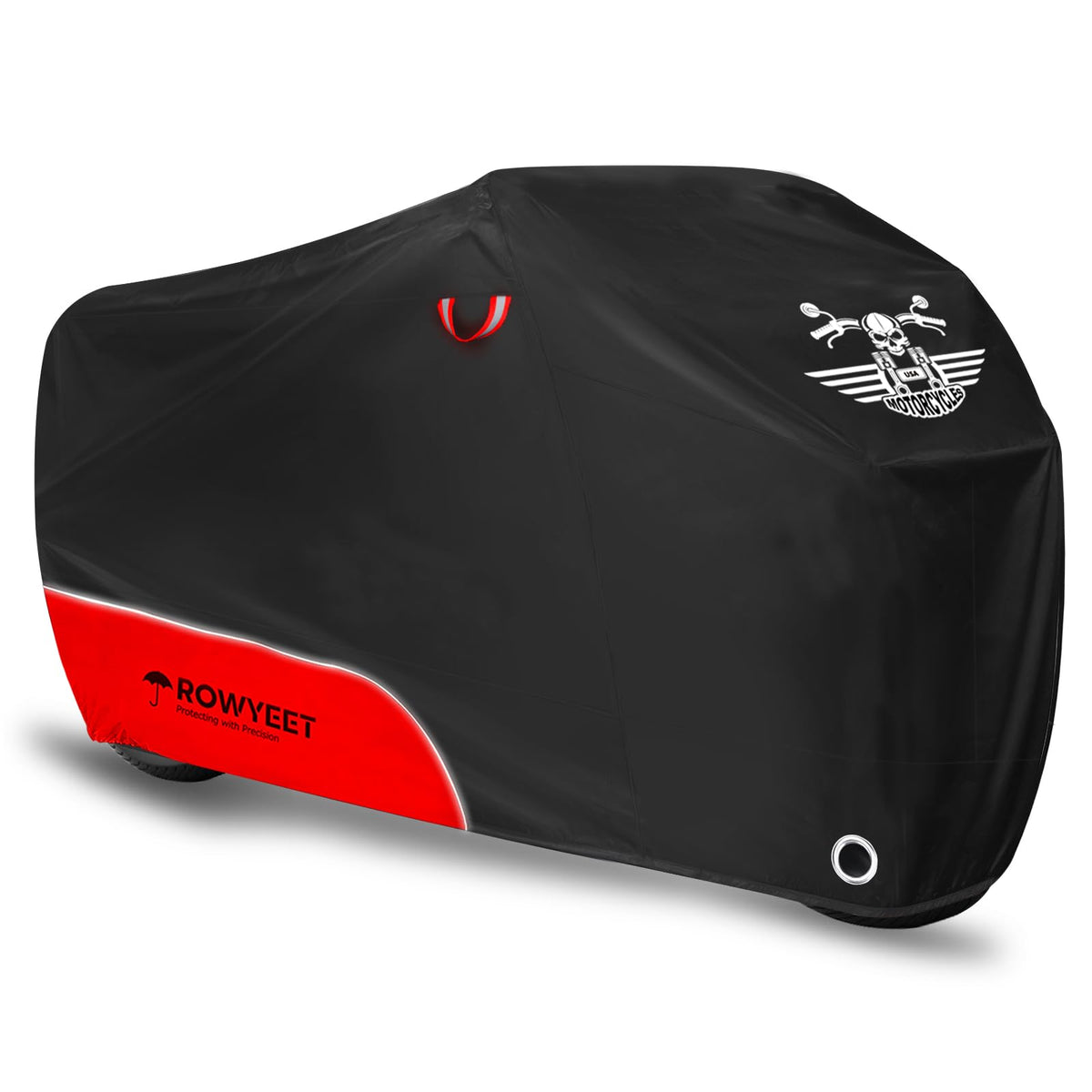 ROWYEET cover front view showing full fit and weather protection