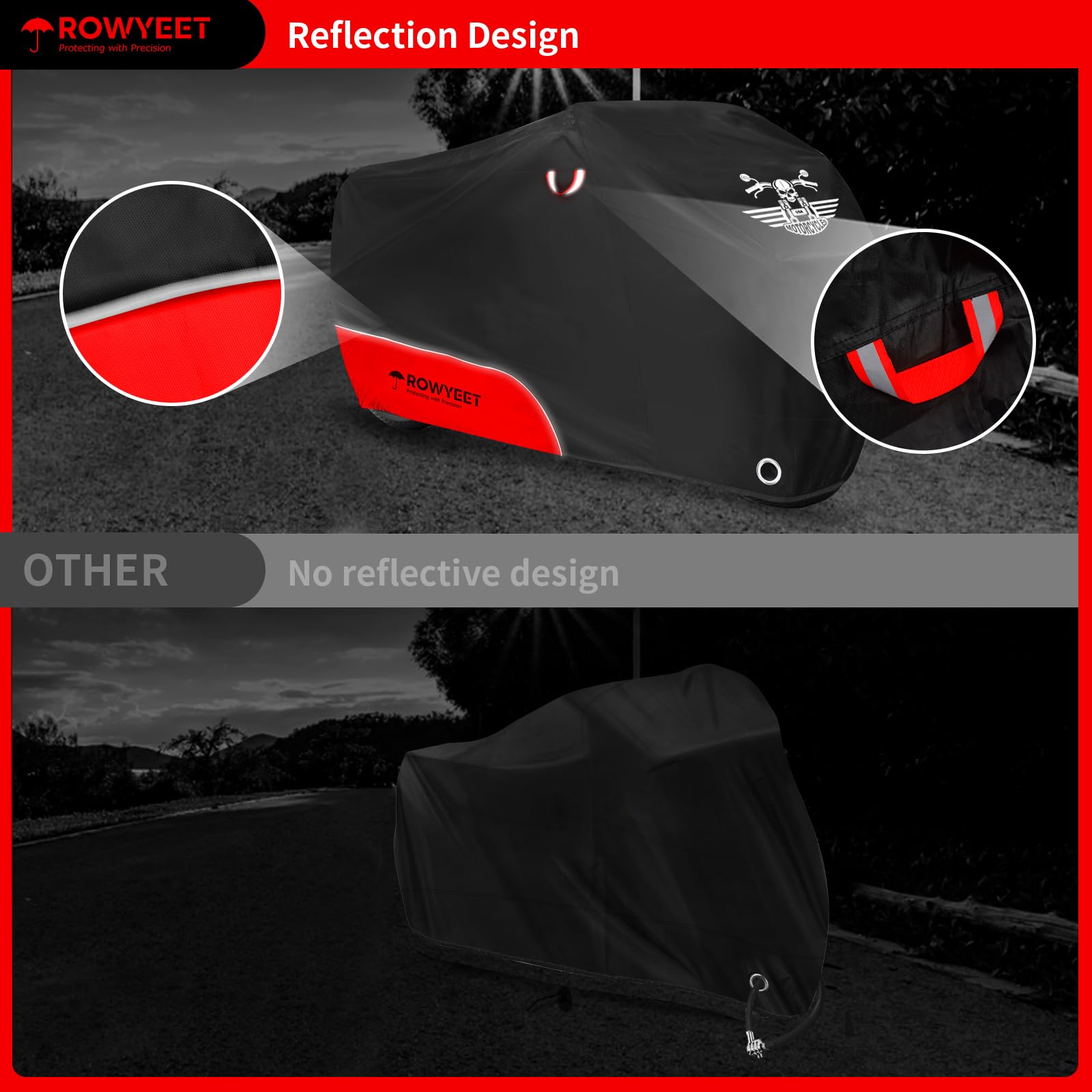 ROWYEET reflective strip detail improving night visibility and safety