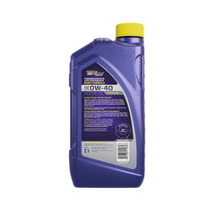 Royal Purple 0W-40 pouring with glossy oil sheen demonstrating smooth flow and protection