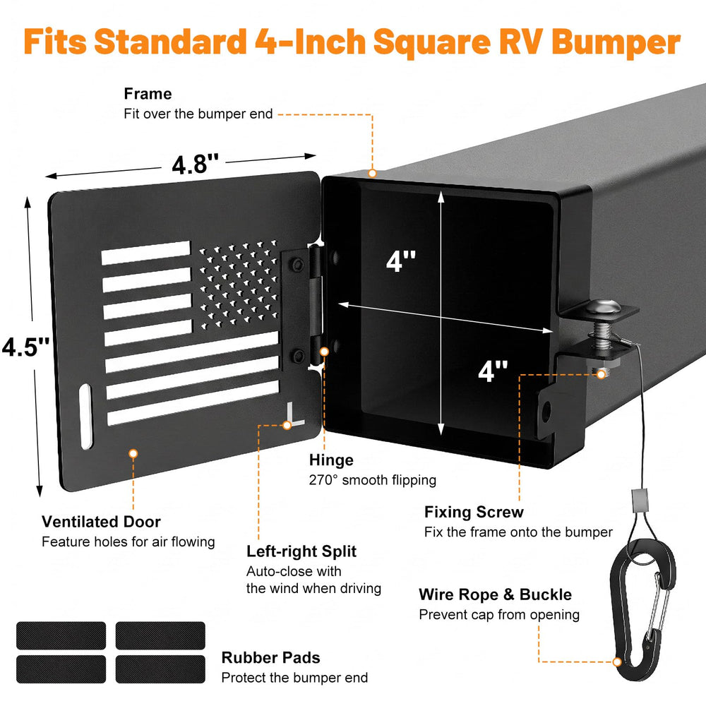 Roylvan installed on RV bumper side profile reduces rattling