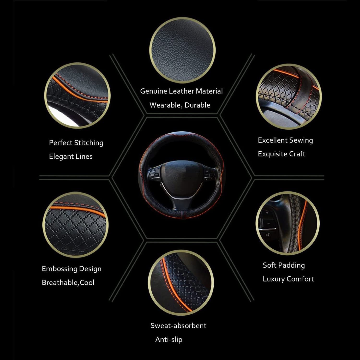 Rsept cover installed on wheel in car interior showing enhanced driving comfort